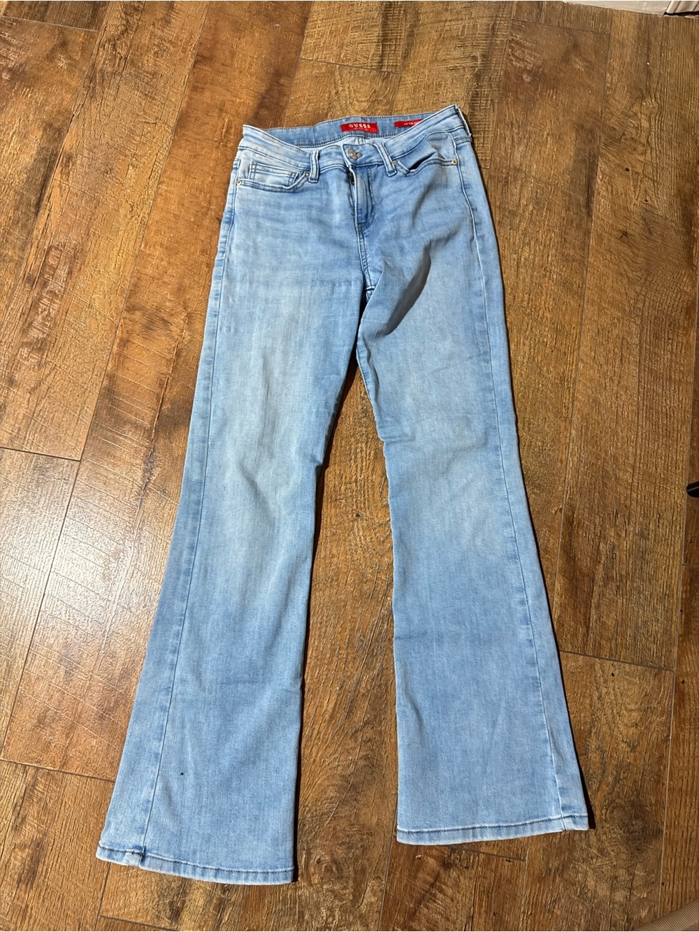 Guess Eco Mid Rise Bootcut Jeans‎ Light Wash Blue Stretch Denim Pants Size 28x30